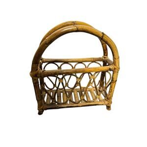 Vintage‎ Rattan Bamboo Magazine Rack Holder